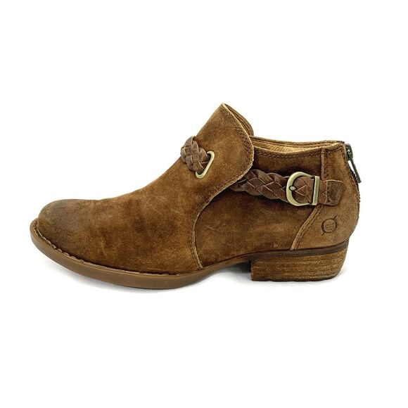 Born Sylvia Distressed Suede Ankle Booties Womens Size 7 M Tobacco Combo Brown - Picture 2 of 13